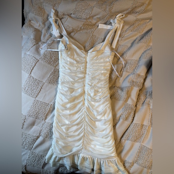 Lulu's Ivory Ruched Mini Dress - Picture 3 of 5